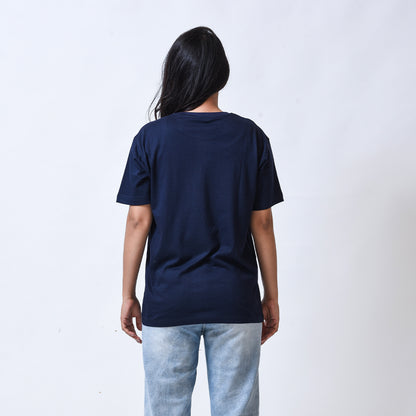 Supreme Paradise Navy Blue Round Neck Graphic T-shirt For Women