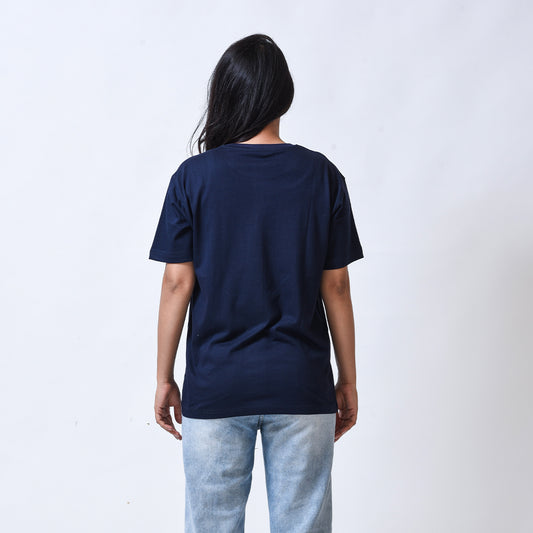 Over Thinking Women Navyblue Regular Fit Roundneck T-shirt