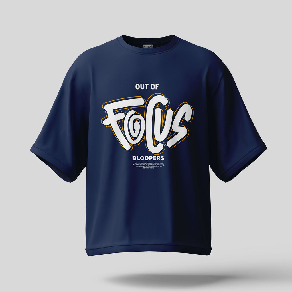 Focus Graphic Printed Navy Blue Oversized T-shirt For Men
