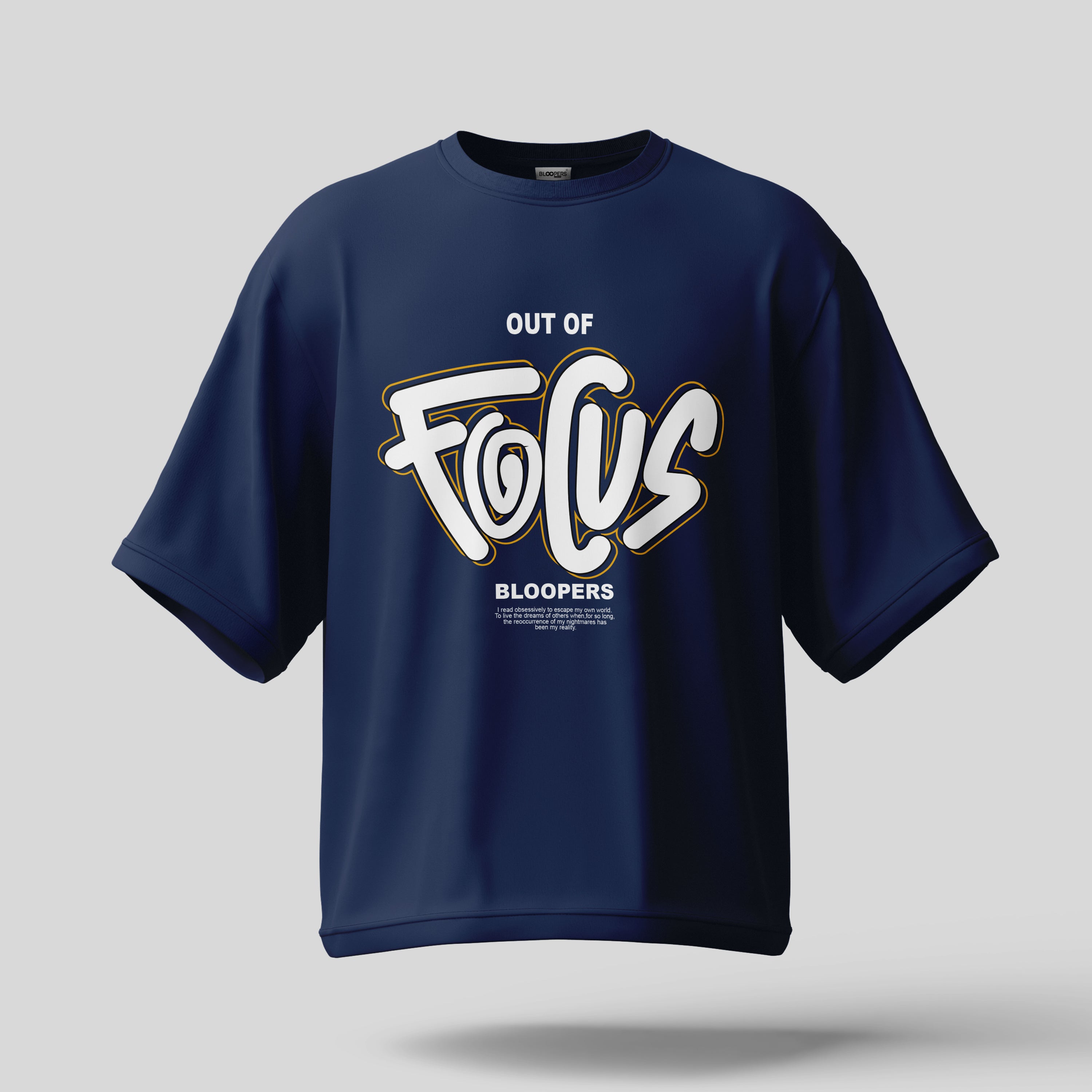 Focus Graphic Printed Navy Blue Oversized T-shirt For Men