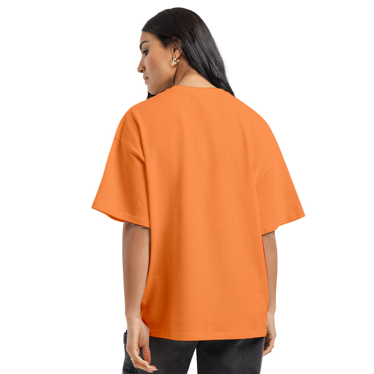 Gen-z-ster Oversized Orange Dropshoulder Tshirt For Women