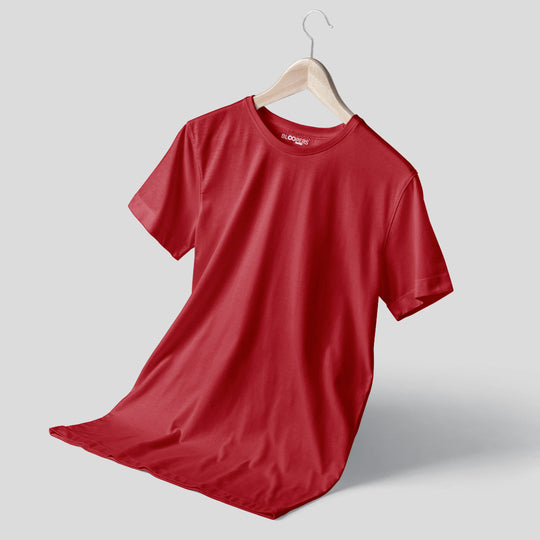 Basic Rosewood Maroon Regular Fit Roundneck T-shirt