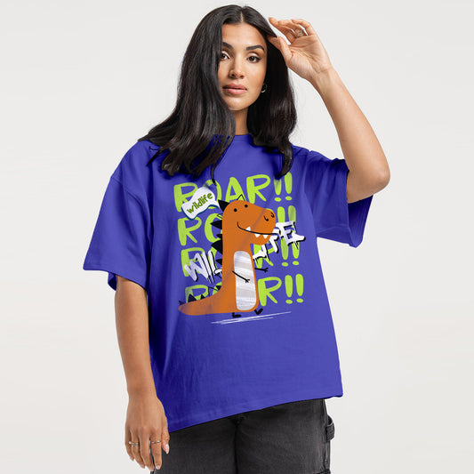 ROAR GRAPHIC OVERSIZED ROYAL BLUE T-SHIRT