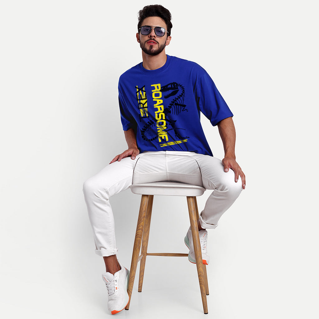 Roarsome dropshoulder oversized royalblue t-shirt for men