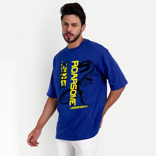 Roarsome dropshoulder oversized royalblue t-shirt for men