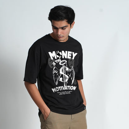 MONEY IS MOTIVATION BLACK OVERSIZED T-SHIRT