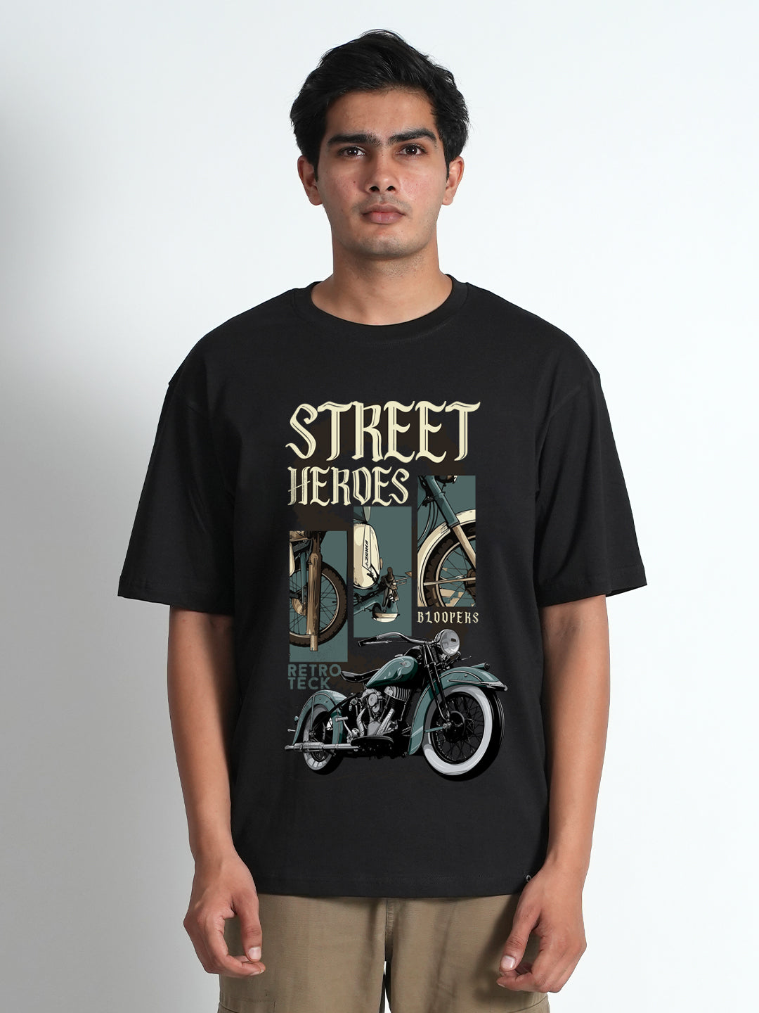 Street Heros Black Oversized Drop shoulder T-shirt