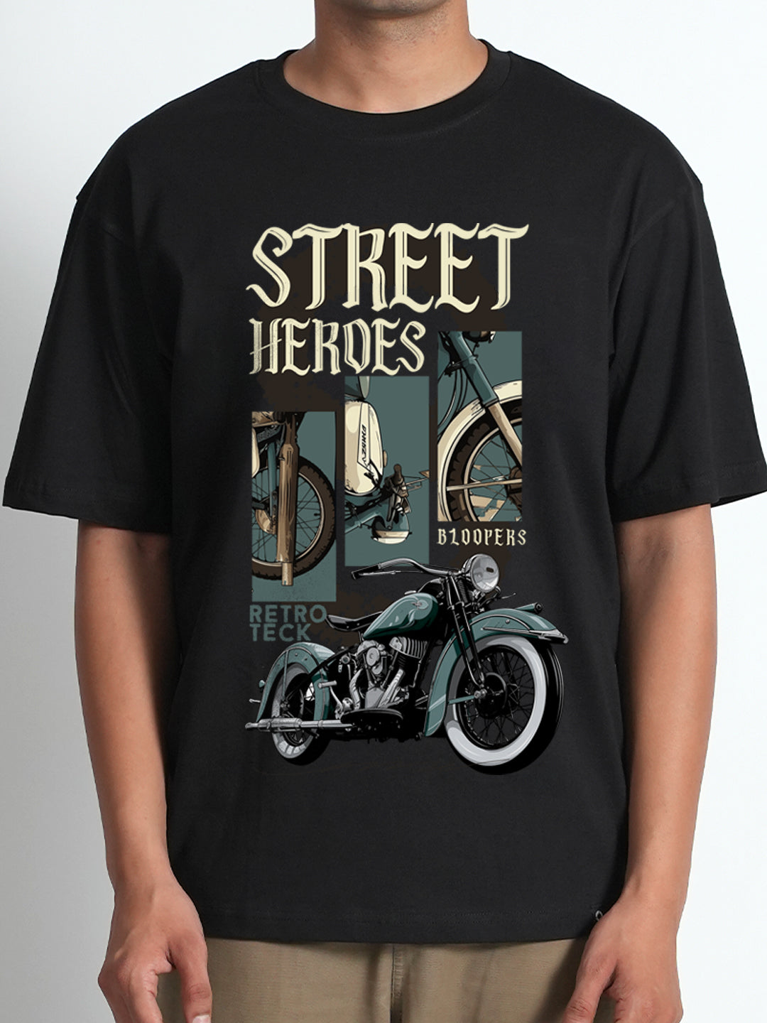 Street Heros Black Oversized Drop shoulder T-shirt
