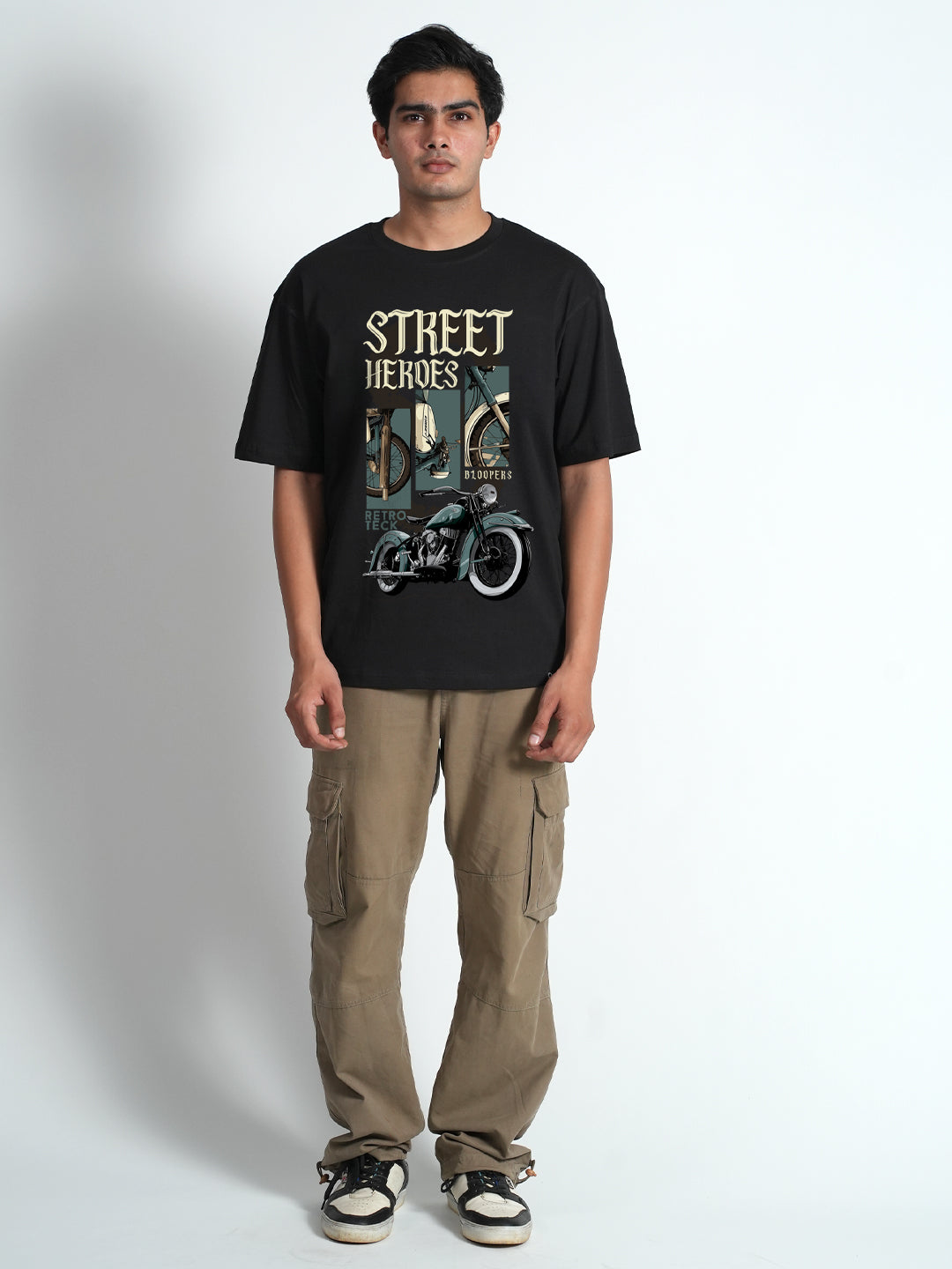 Street Heros Black Oversized Drop shoulder T-shirt