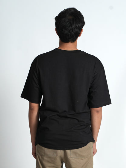 Street Heros Black Oversized Drop shoulder T-shirt