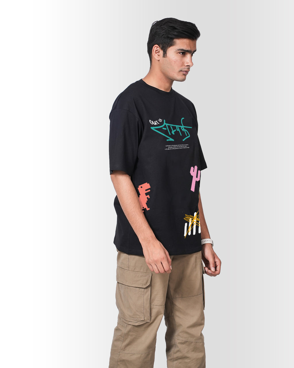sampark black oversized dropshoulder t-shirt