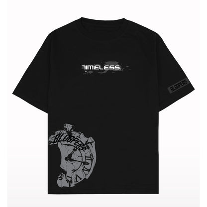 Timeless Bloopers Black Graphic Printed Oversized Tshirt For Men