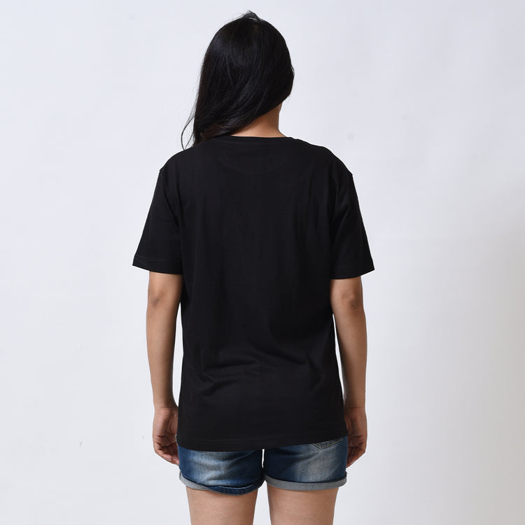 Enthusiasm Women Black Regular Fit Half Sleeve T-shirt
