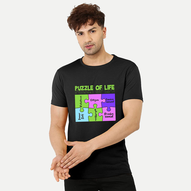 PUZZLE OF LIFE ROUNDNECK BLACK T-SHIRT