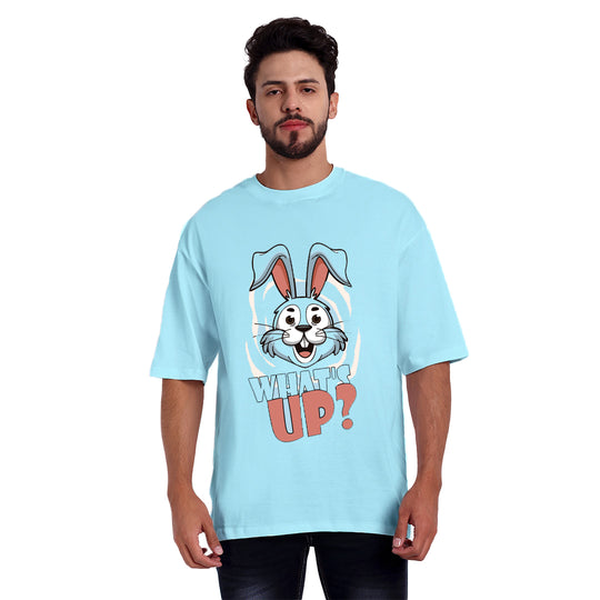 Whats up men oversized roundneck skyblue t-shirt