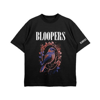 Bloopers Bird women's black oversized dropshoulder t-shirt