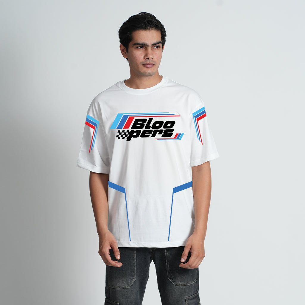 Bloopers Racing white oversized t-shirt