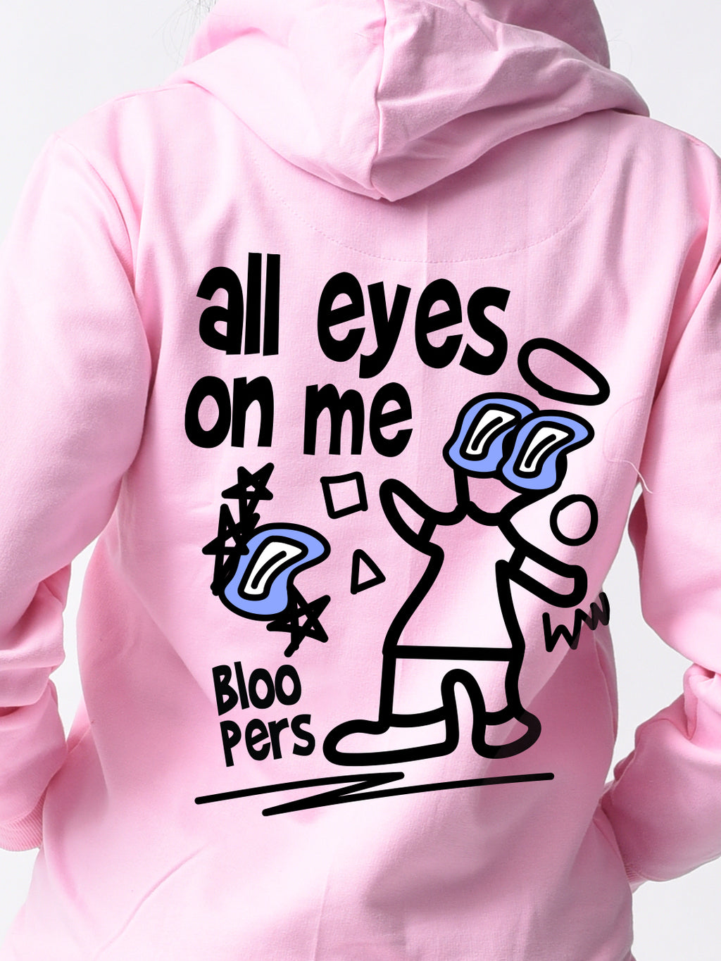 All Eyes On Me Pink Graphic Printed Hoodie For Women