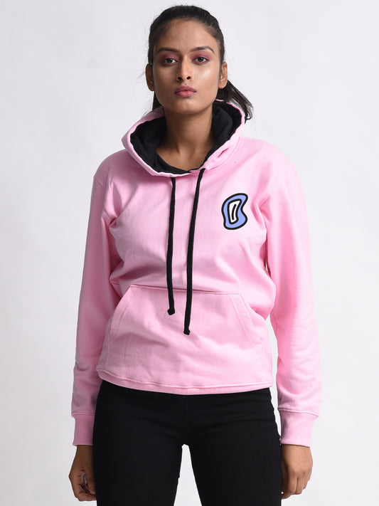 All Eyes On Me Pink Graphic Printed Hoodie For Women