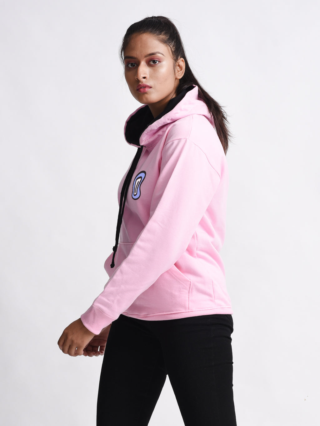 All Eyes On Me Pink Graphic Printed Hoodie For Women