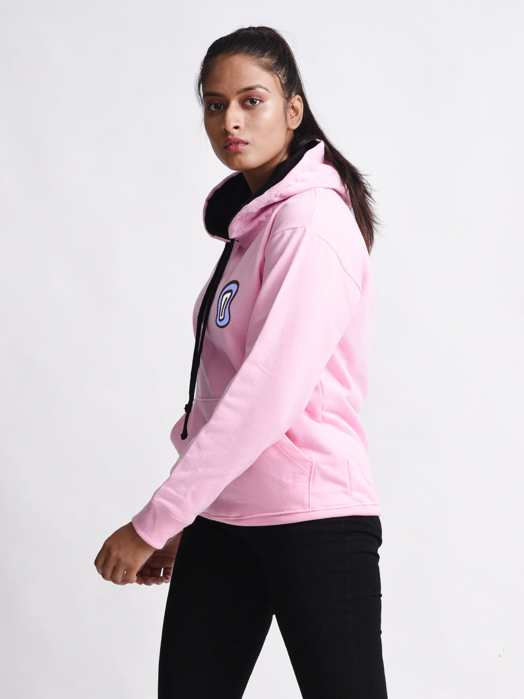 All Eyes On Me Pink Graphic Printed Hoodie For Women