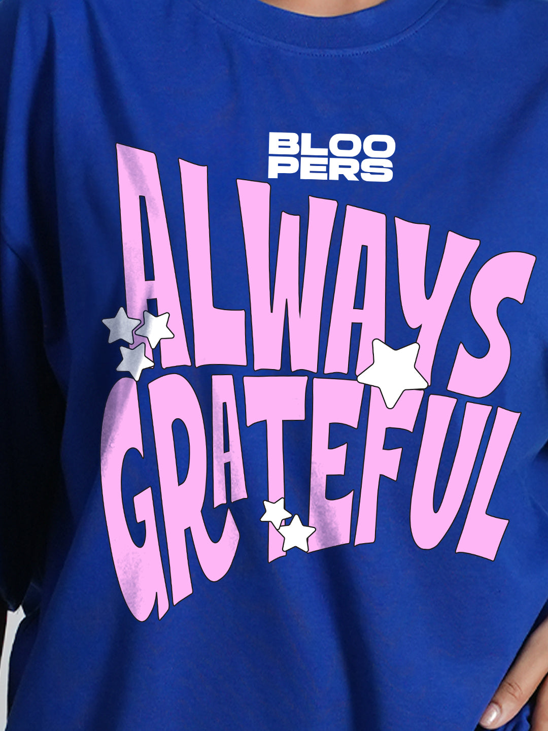 Women's Always on Grateful Graphic Oversized Drop shoulder Royal blue T-shirt