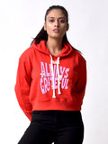 Always Greatful Red Winter Full Sleeve Hoodie