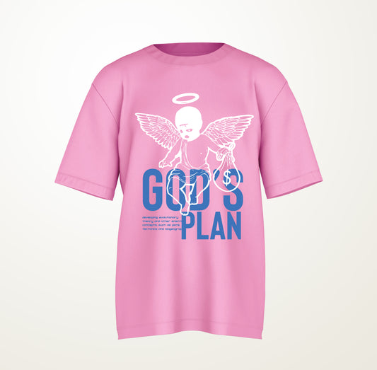 Women god's plan pastel pink oversized roundneck t-shirt
