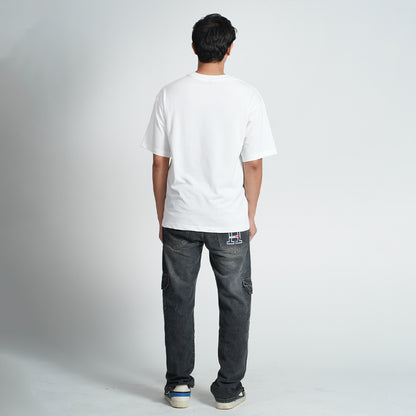 Bloopers White Graphic Printed Oversized T- shirt