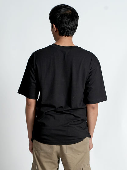 Bloopers E=MC'2 Black Graphic Printed Oversized T shirt For Men
