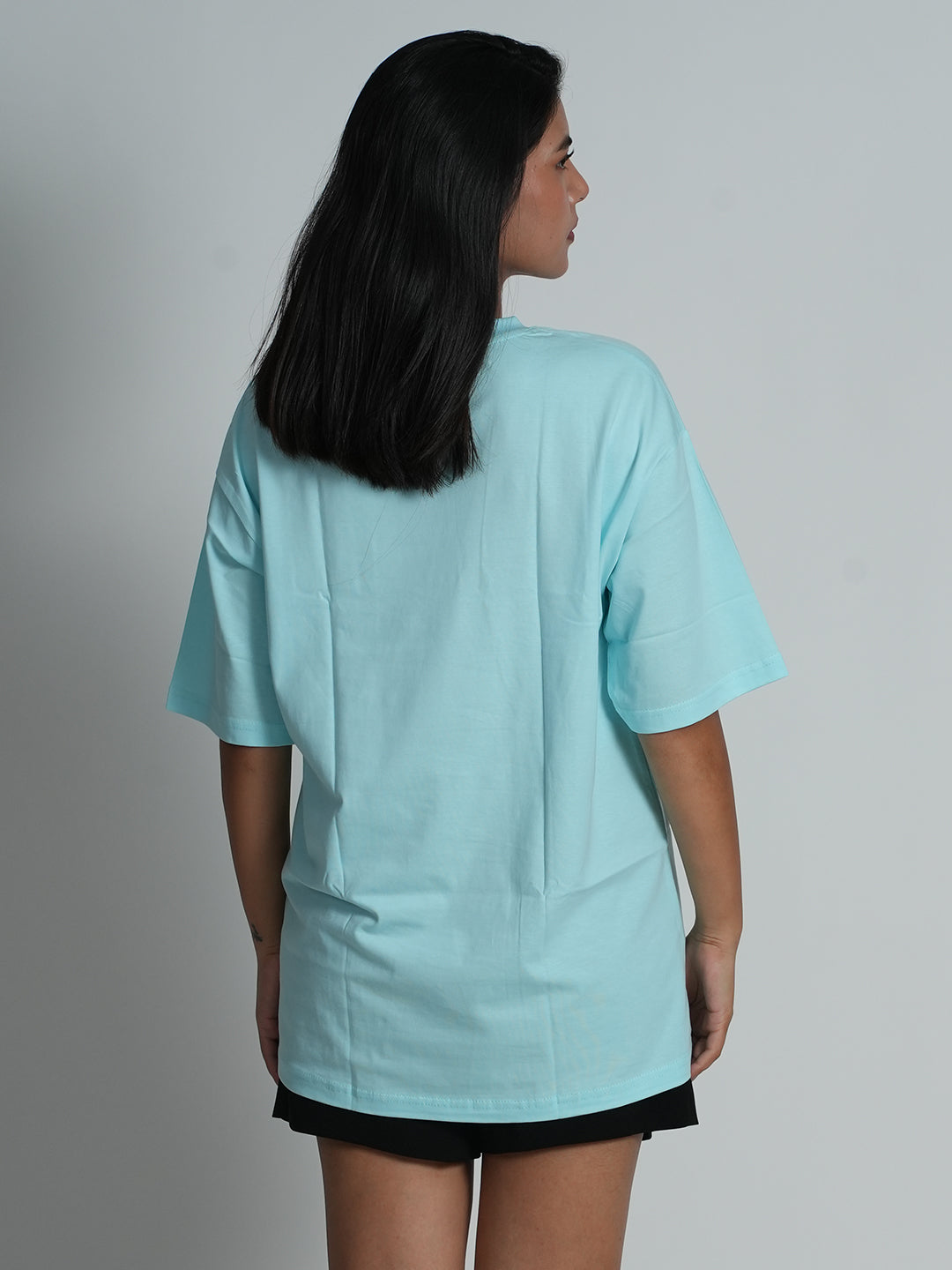 Bloopers Oomph Skyblue Oversized Half Sleeve T-shirt