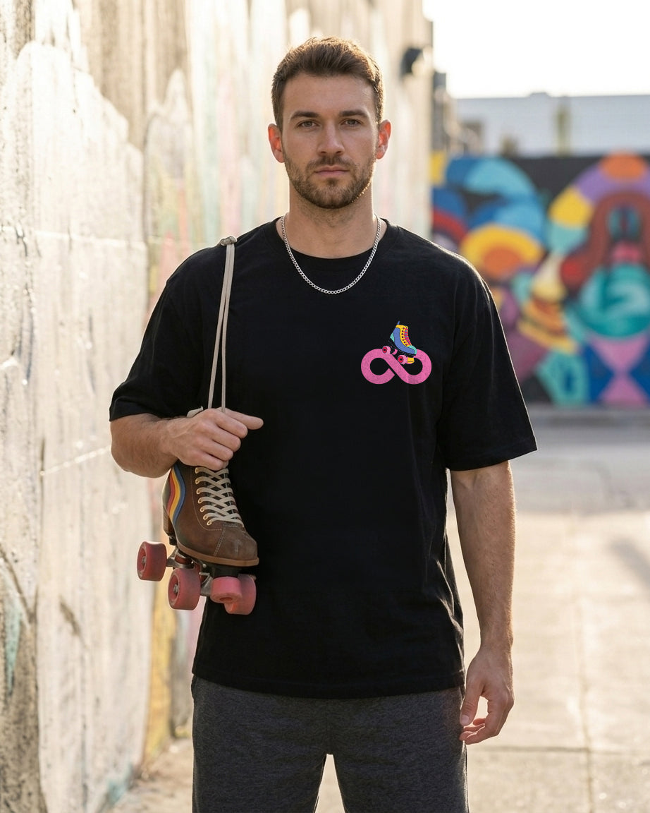 Street Poetry Black Oversized Drop shoulder T-shirt for Men