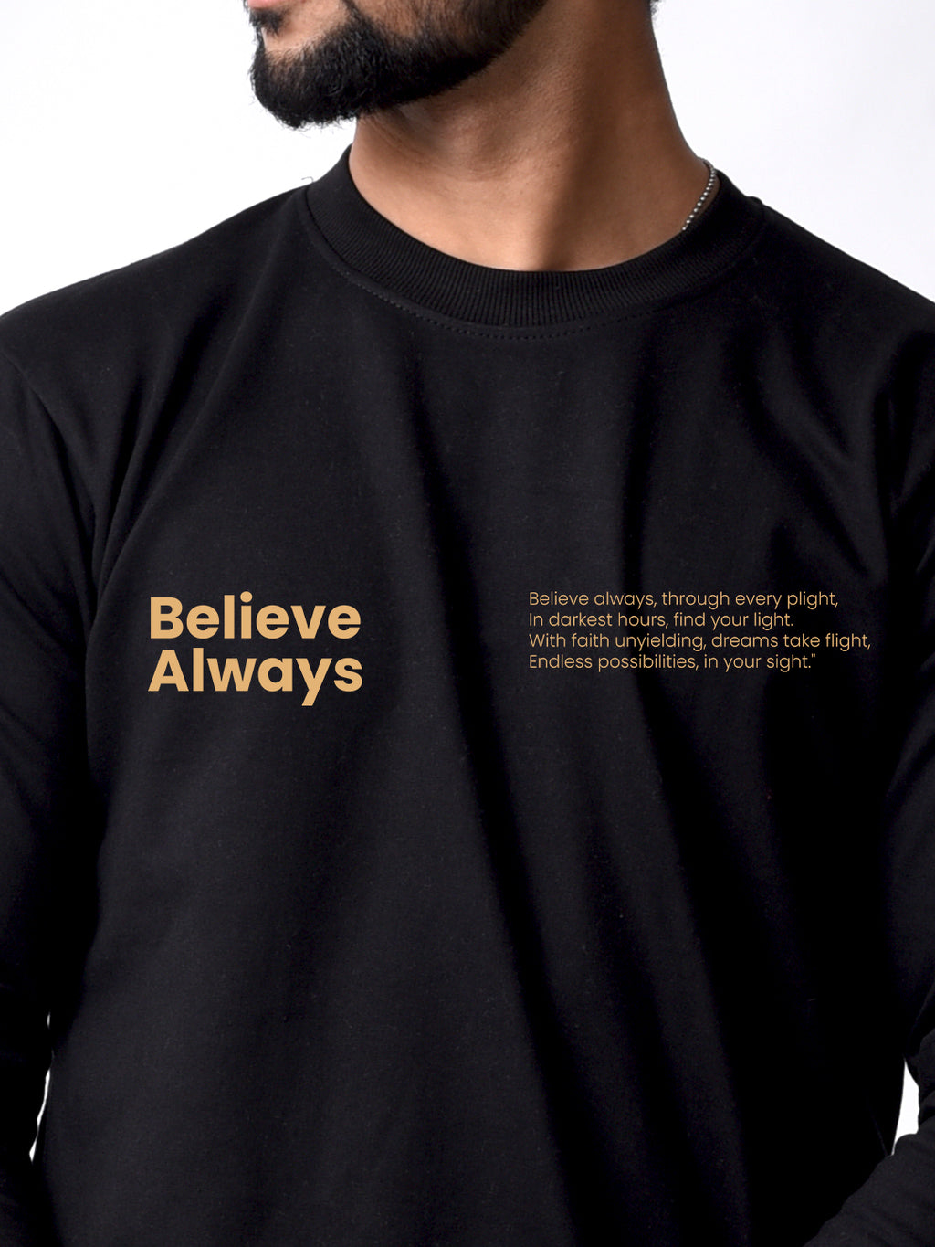 Believe Always Black  Winter Wear Full Sleeve Sweatshirt