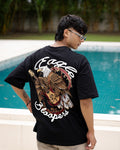 Blooper Eagle Black Oversized Drop shoulder T-shirt for Men