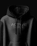 Black hoodie with 'ACTIVE SOUL' text 