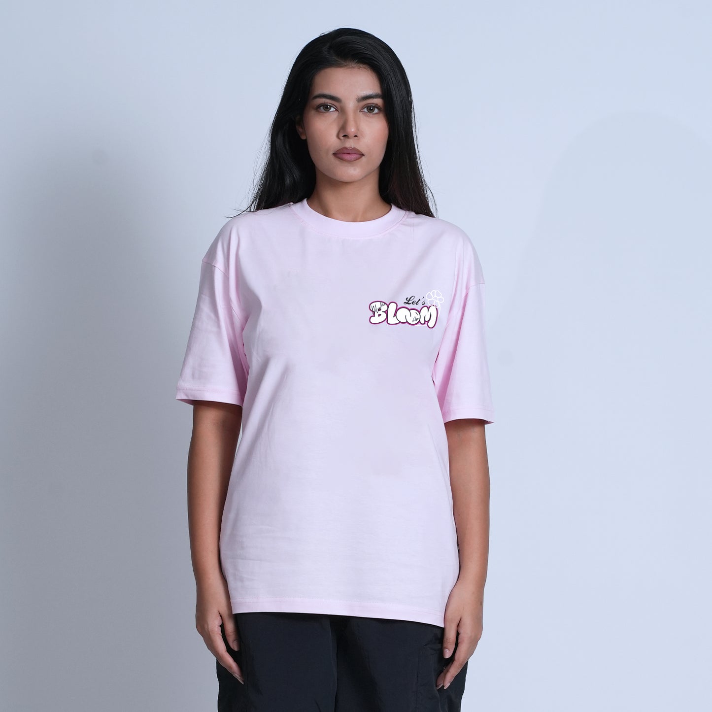 Women Oversized Half Sleeve Graphic Print Bloom T-shirt for Women