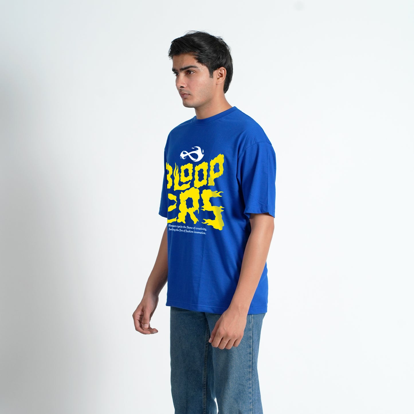 Flame Royal Blue Oversized Drop shoulder T-shirt