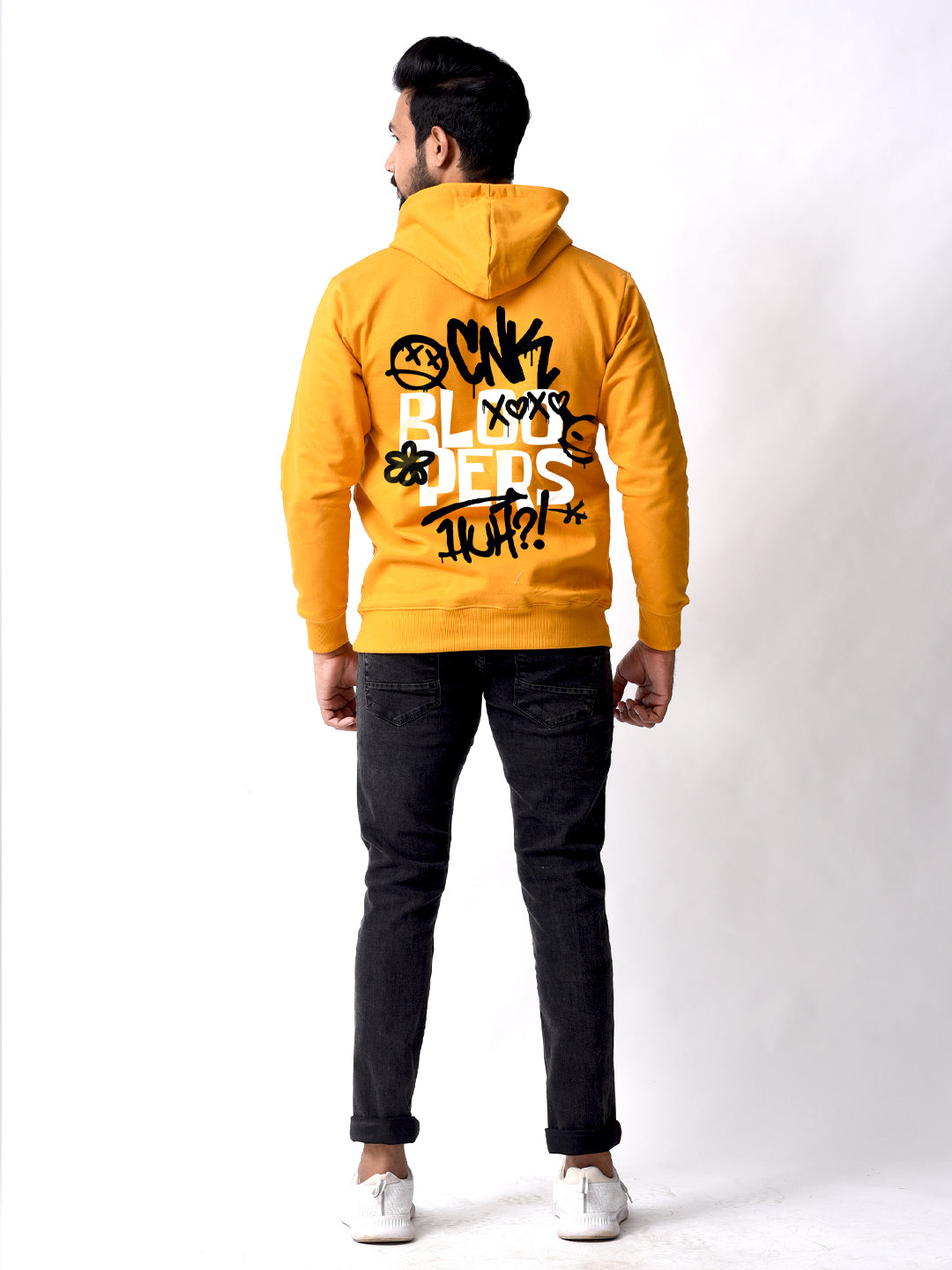 Men's Graphic Printed Full Sleeve Casual Wear Mustard Hoodie