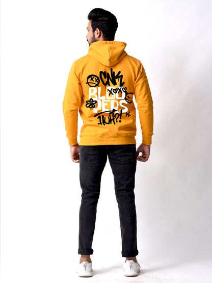 Men's Graphic Printed Full Sleeve Casual Wear Mustard Hoodie