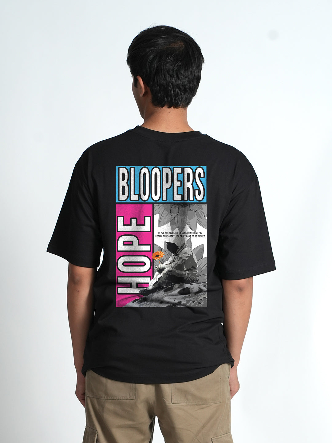 Men's Hope Printed Black Oversized Dropshoulder T-shirt