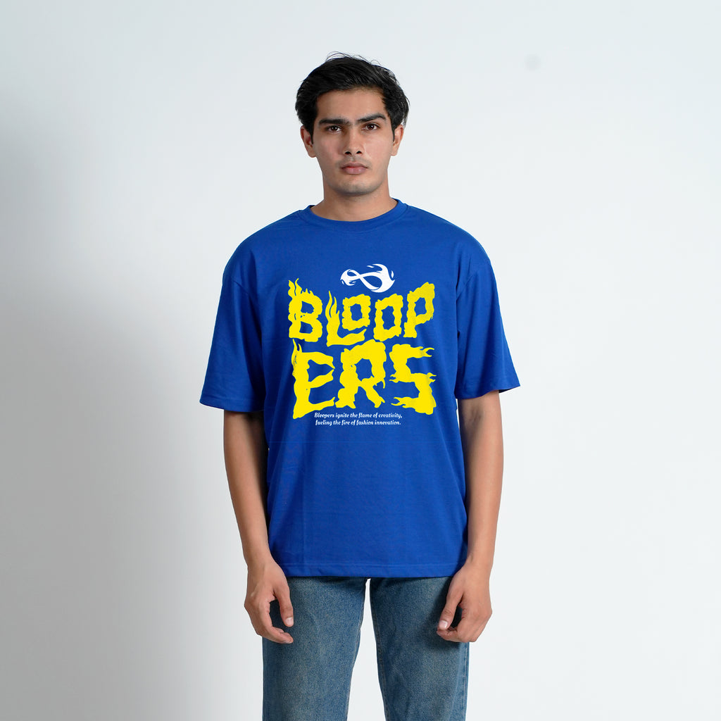 Flame Royal Blue Oversized Drop shoulder T-shirt