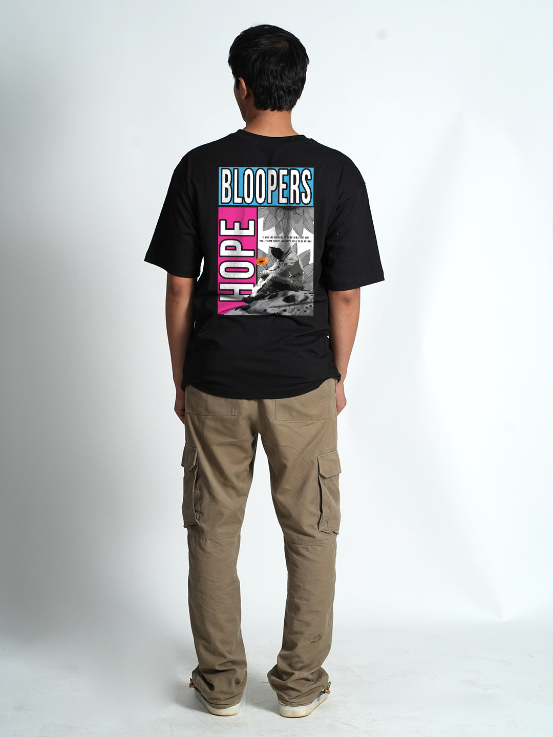 Men's Hope Printed Black Oversized Dropshoulder T-shirt