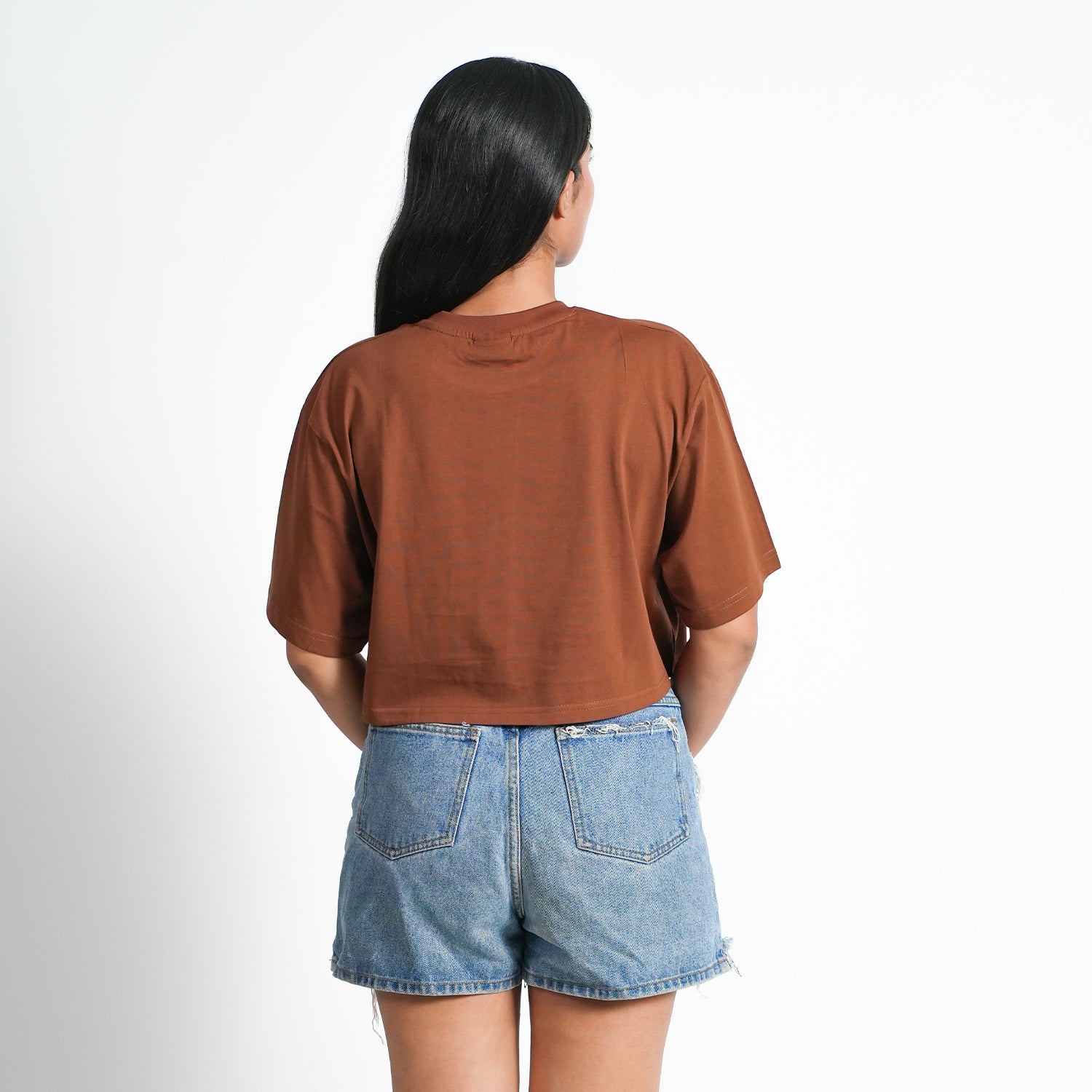 BLOOPERS BROWN TRENDY PRINTED CROP TOP FOR WOMEN