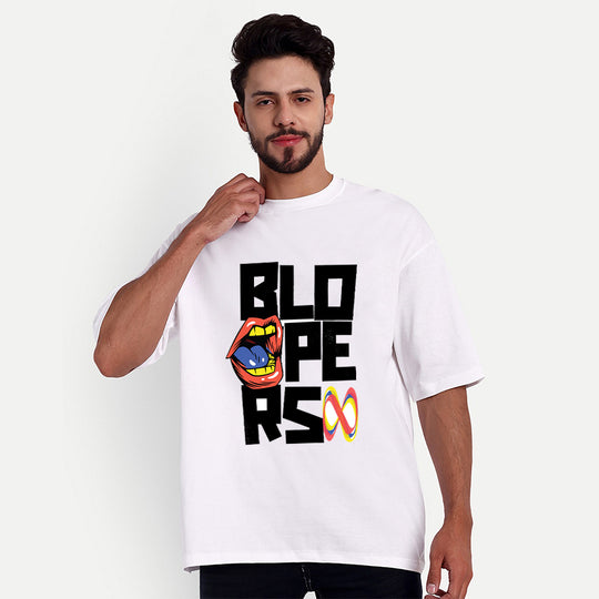 Bloopers typography white oversized t-shirt