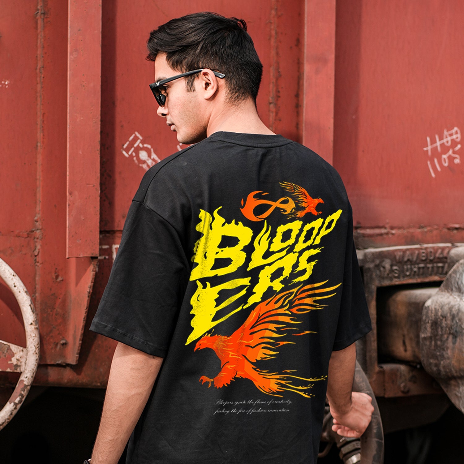FIRE BLOOPERS BLACK OVERSIZED T-SHIRT – Bloopers