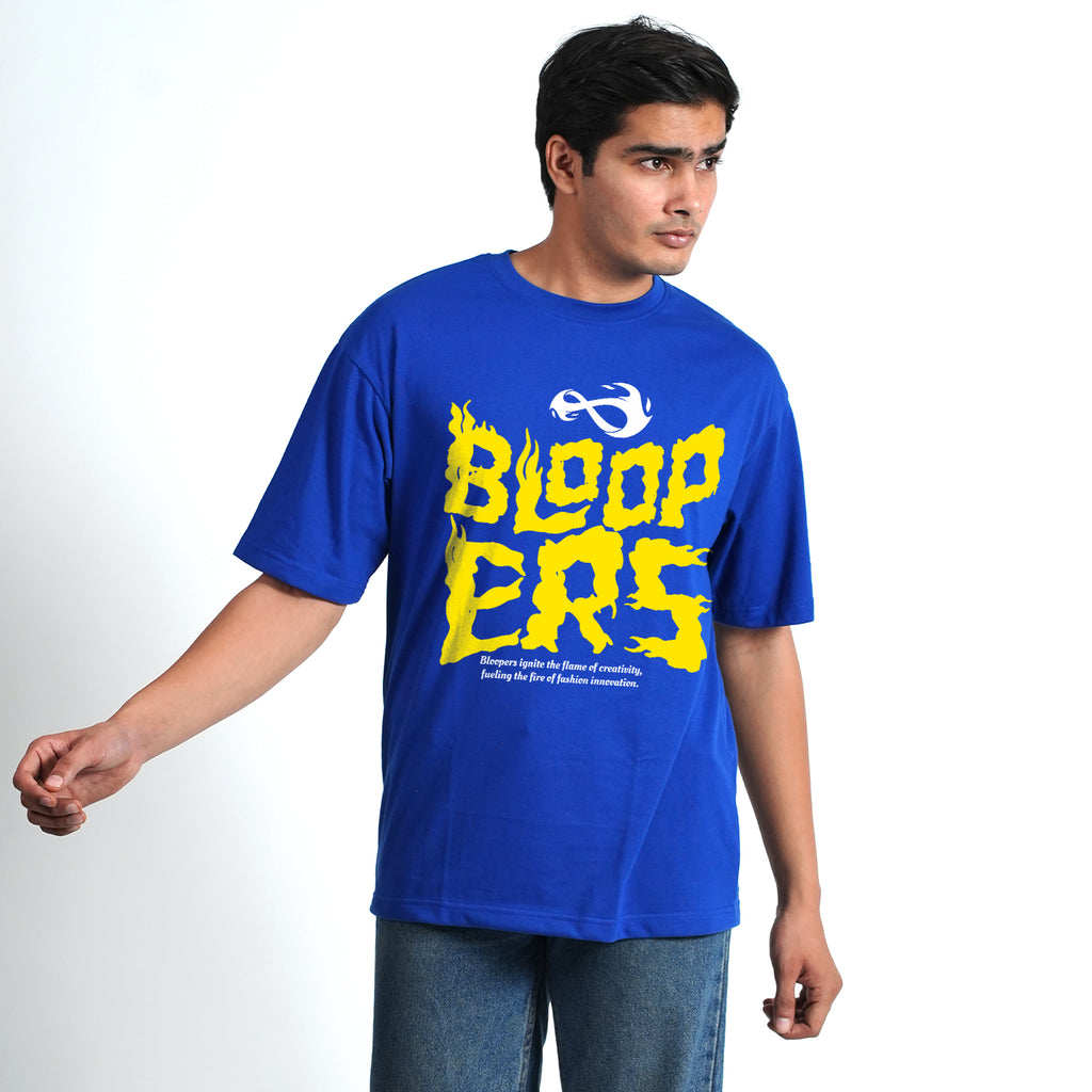 Flame Royal Blue Oversized Drop shoulder T-shirt