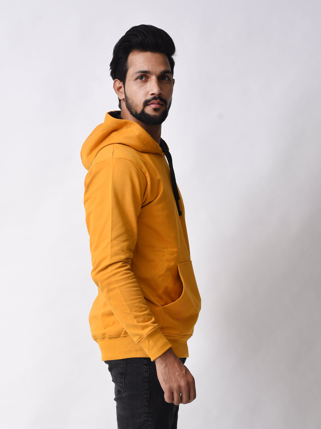 Men's Graphic Printed Full Sleeve Casual Wear Mustard Hoodie