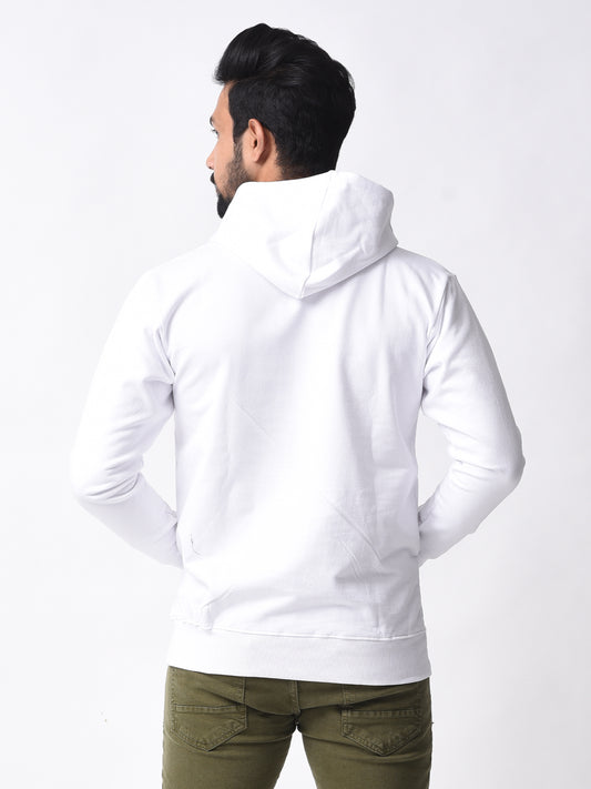 Bloopers White Graphic Printed Winter Wear Hoodie