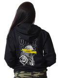 Don't care Cotton Black Hoodie for Women