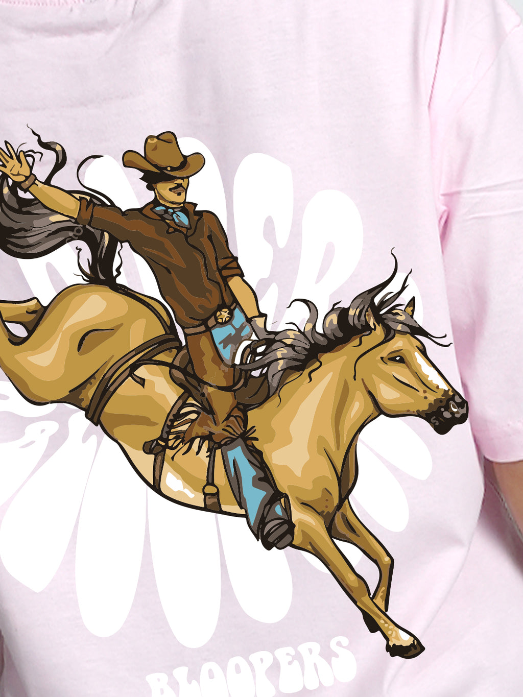 Cowboy Pastel Pink Oversized Dropshoulder T- shirt